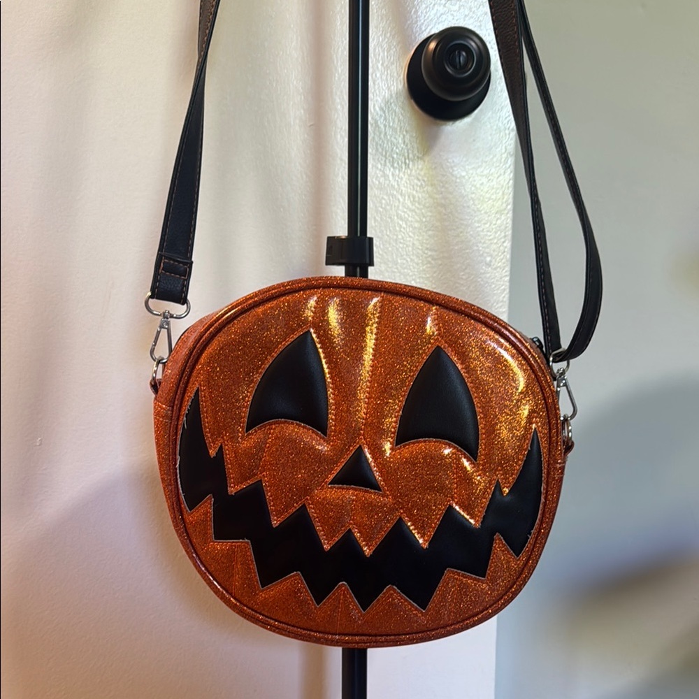 Halloween Pumpkin Crossbody Bag - Orange and Black